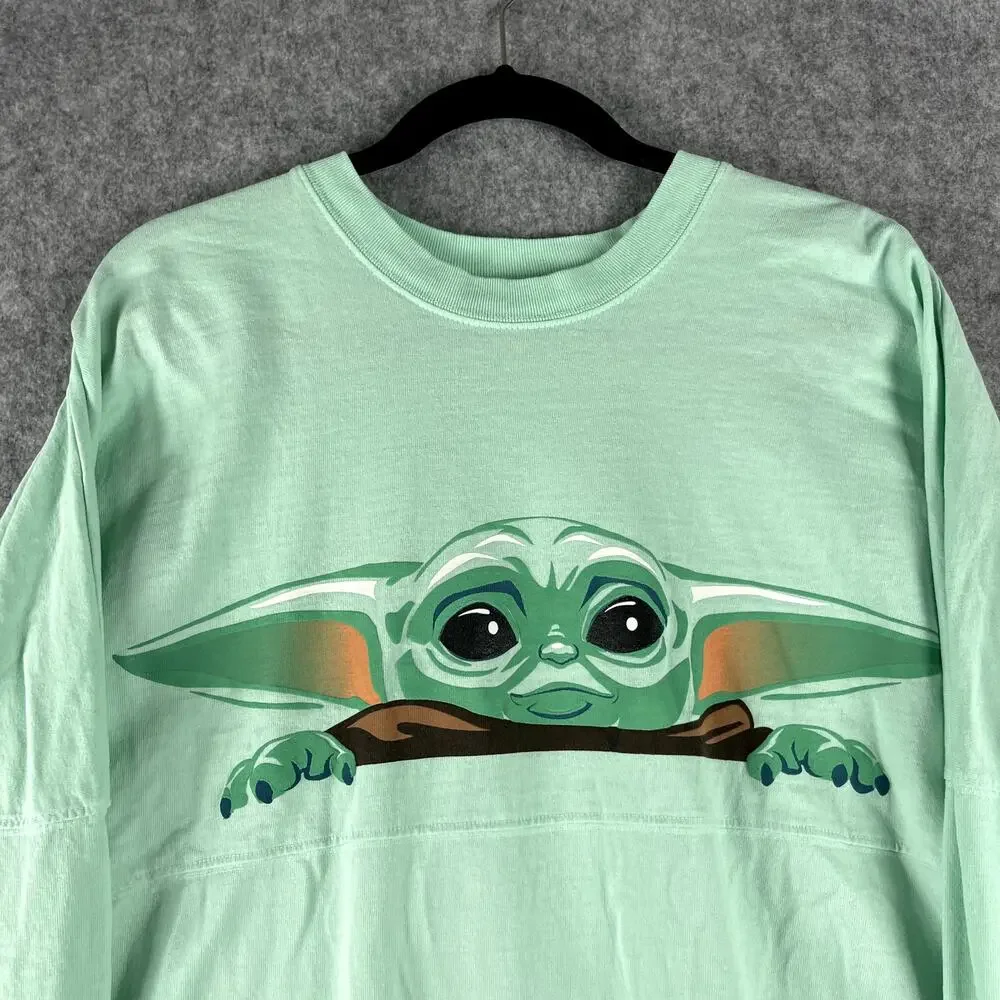 Disney Star Wars Mandalorian Spirit Jersey Adult XL Green Baby Yoda Long Sleeve - Picture 2 of 13